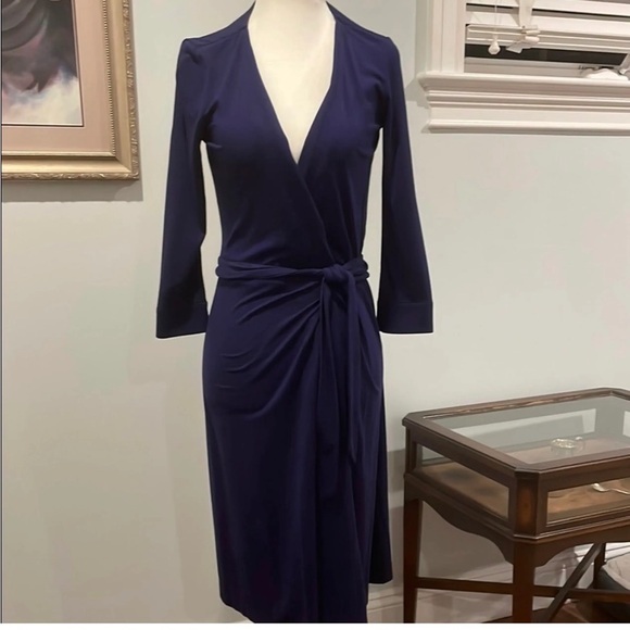 Diane Von Furstenberg Dresses & Skirts - Diane Von Furstenberg New Julian Two wrap dress in a dark blue color.